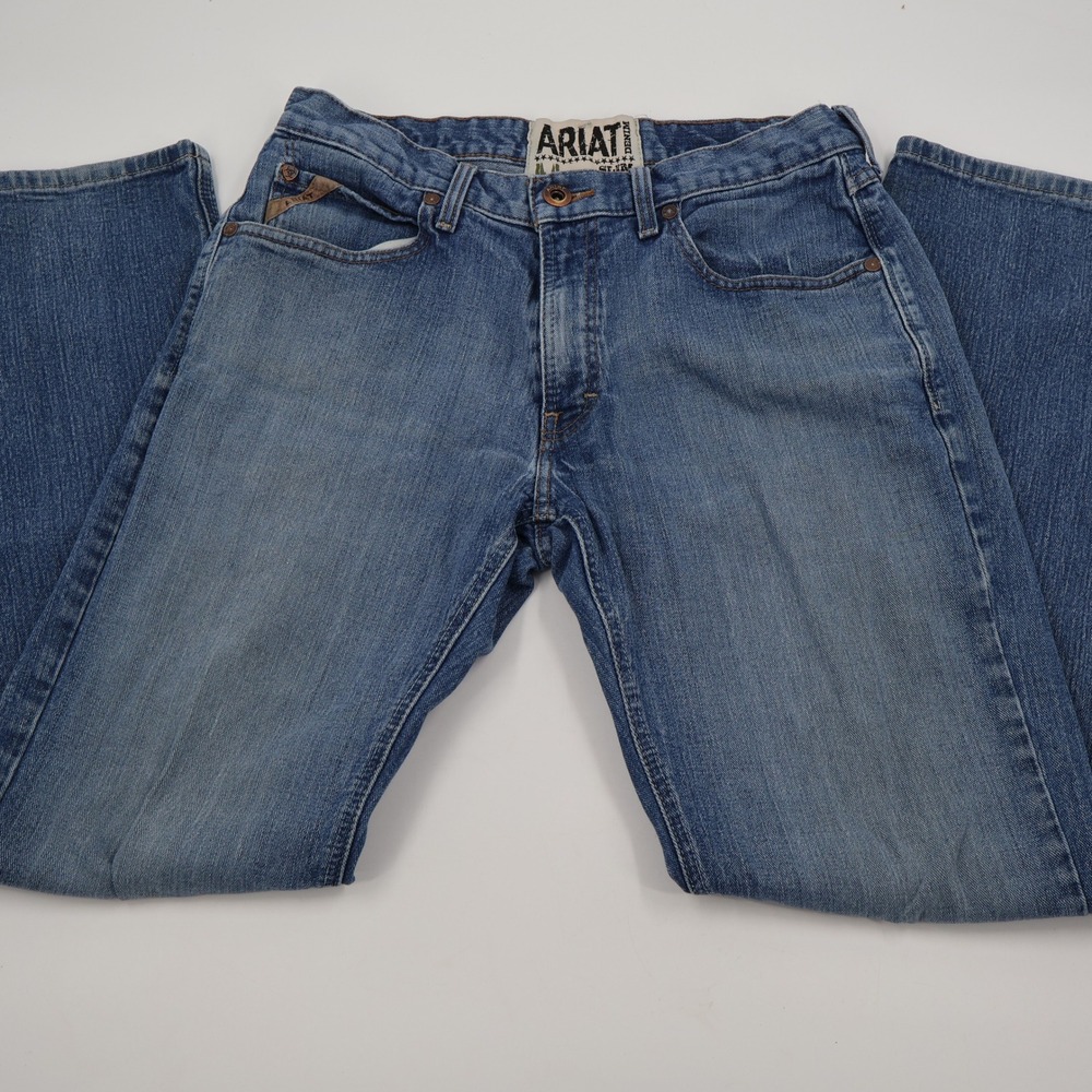 Ariat M5 Slim Straight Jeans Mens‎ 34x34 Blue Medium Wash Denim Stretch Workwear